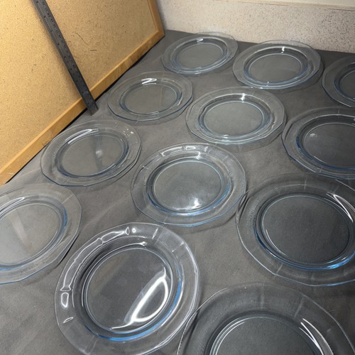 Fostoria Glass Aqua Blue Octagonal Salad Lunch Dinner Plates 7.2 In Set Of 6 - Picture 4 of 10