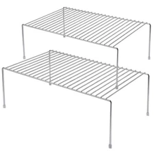 Kitchen Cabinet Shelf Organizer Set of 2, Medium (13 x 9.4 inch) Metal Wire P...