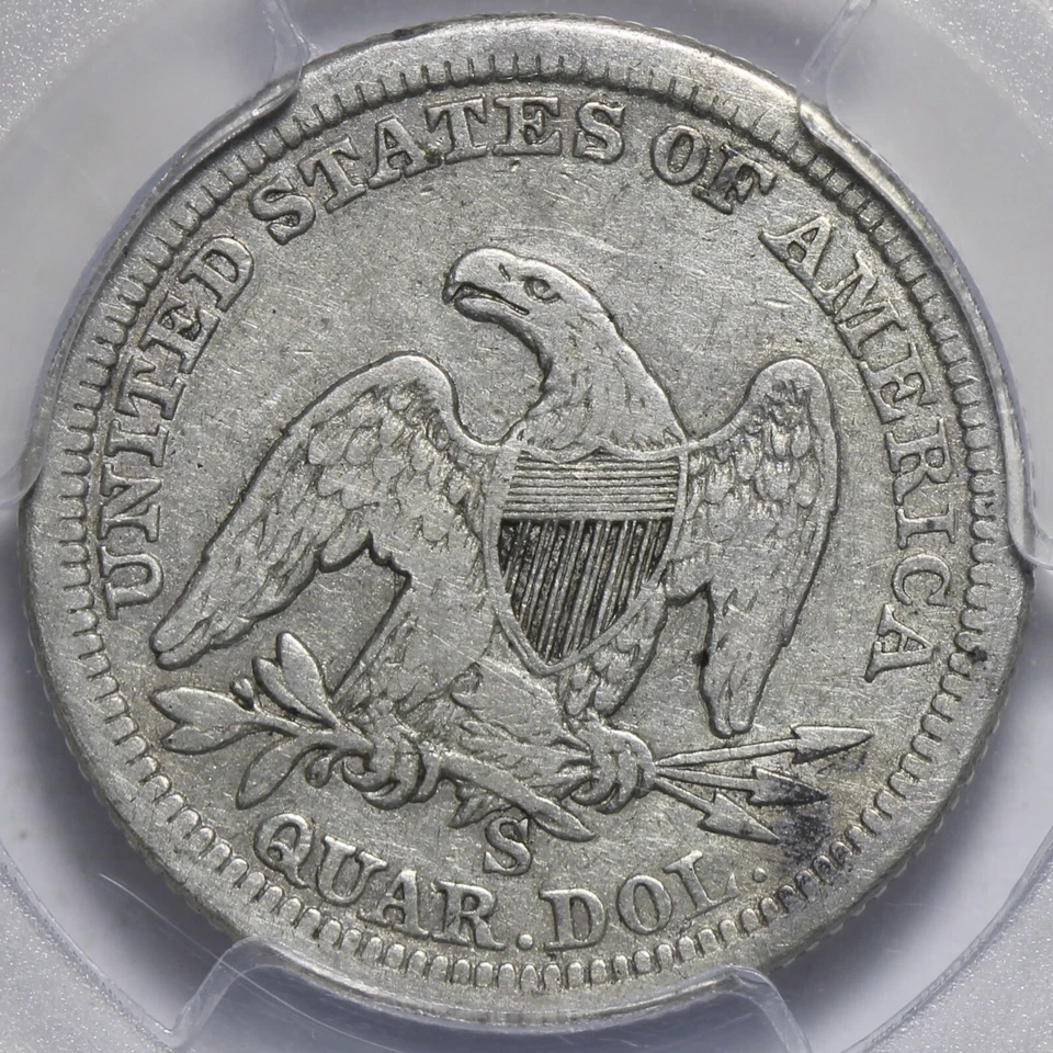 1865-S Seated Liberty Quarter PCGS F15 HARD TO FIND! RLMW  - Image 3 of 3