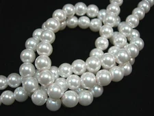 White color 8mm Glass Pearls beads WOW 30" strand
