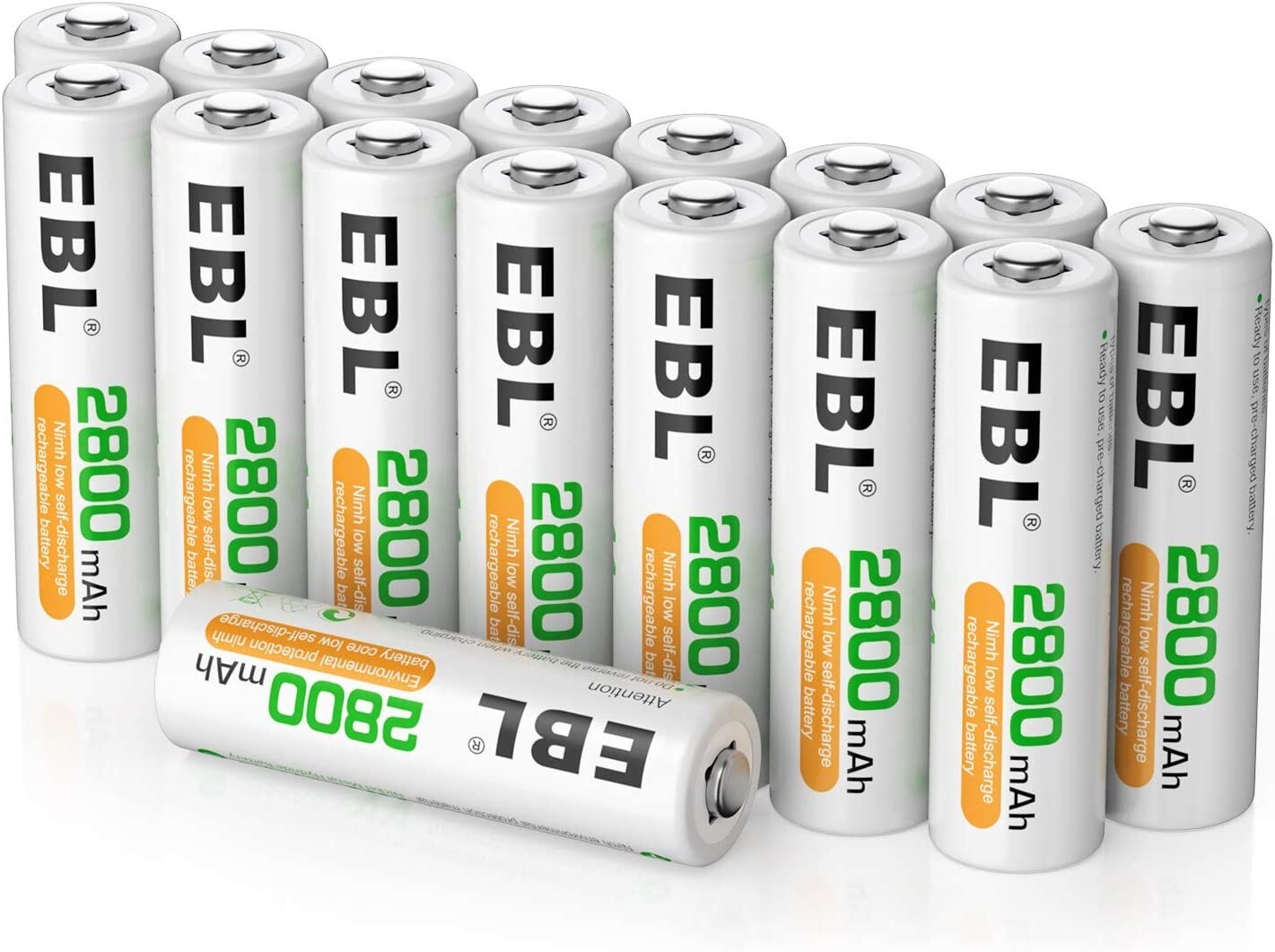 Piles rechargeables AA LR06 2800mAh NiMH haute capacité de 1,2V pour appareils du quotidien x16