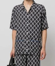 630 Marcelo Burlon County of Milan Men's Black Lounge Logo-Print Shirt Size XS