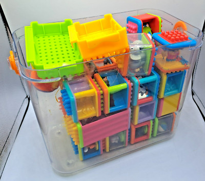 Fisher Price Peek-a-Boo Blocks - Set of 28-INTERLOCKING-STACKABLE Sensory