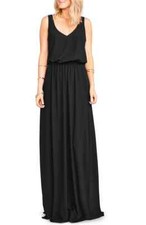  SHOW ME YOUR MUMU KENDALL BLOUSE BODICE SOFT V-BACK A-LINE BLACK GOWN XXS