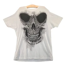 Way to Celebrate Halloween Big Graphic Skull Creepy Size XL 46-48 White