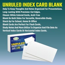 5"x3.5" White Unruled Blank Index Cards 130gsm Revision Flash Card School Office