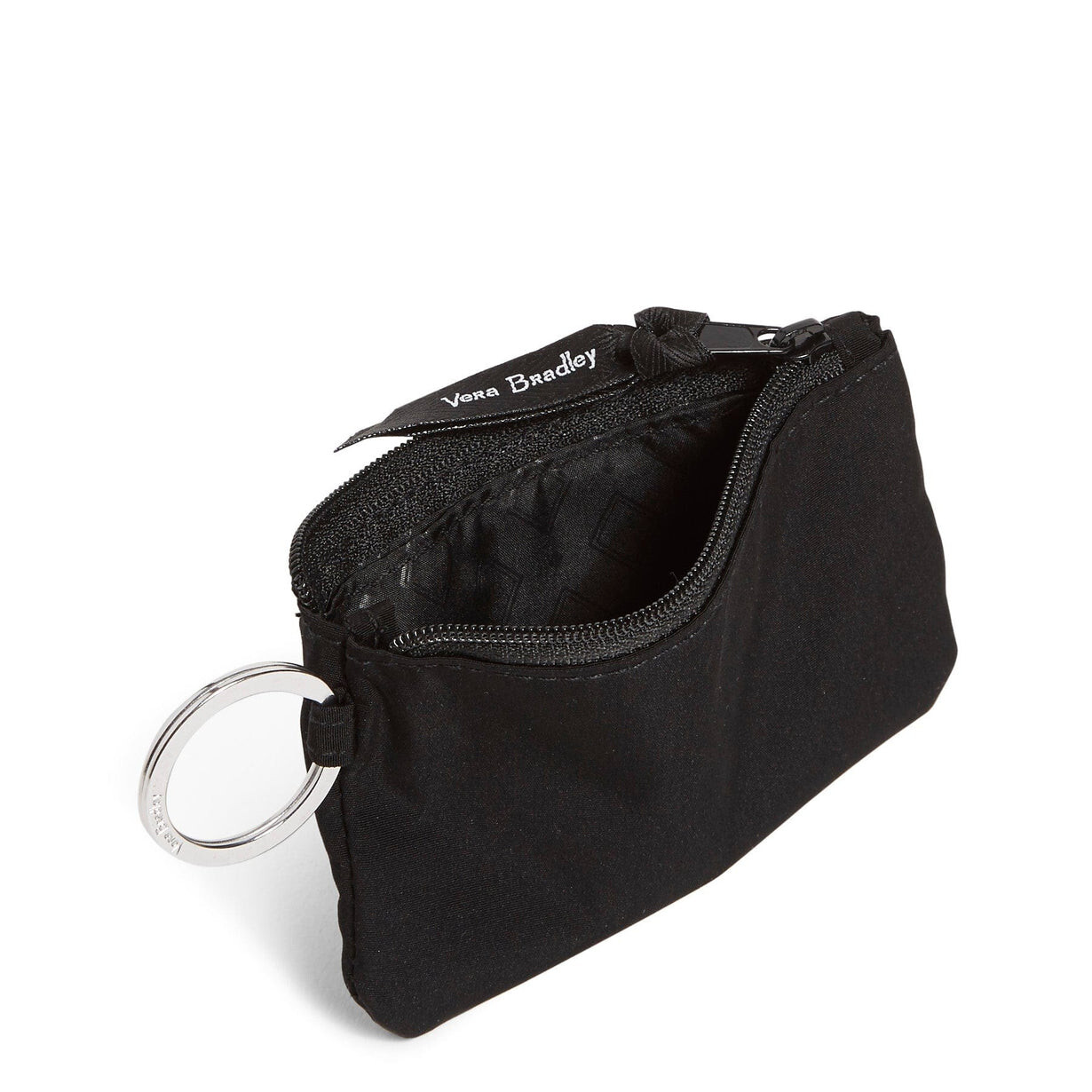 FREE SHIPPING Classic Black Vera Bradley Zip ID Keychain Ring Microfiber New With Tags