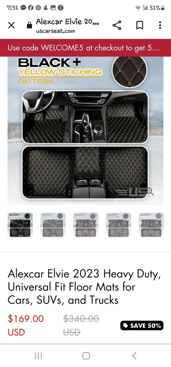 Alexcar Elvie 2023 Tapis de sol pour voitures, VUS et camions à, tapis