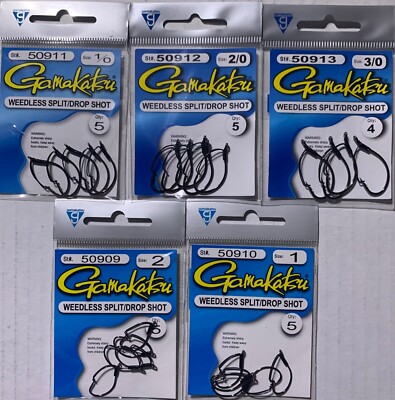 Gamakatsu Drop Shot/Split Shot Weedless Hook Choose 5 sizes