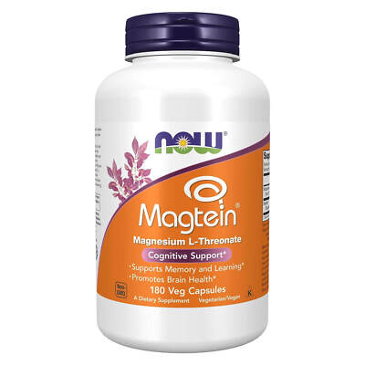 NOW FOODS Magtein- 180 Veg Capsules, Cognitive & Memory & Brain Support