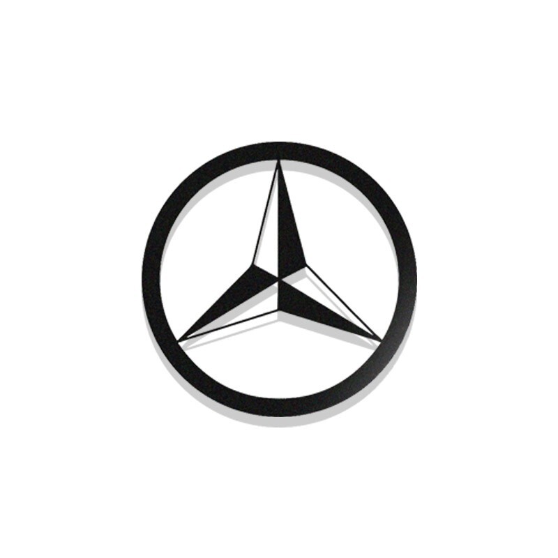 Décoration murale en métal Mercedes avec logo relief chromé pour salon chic