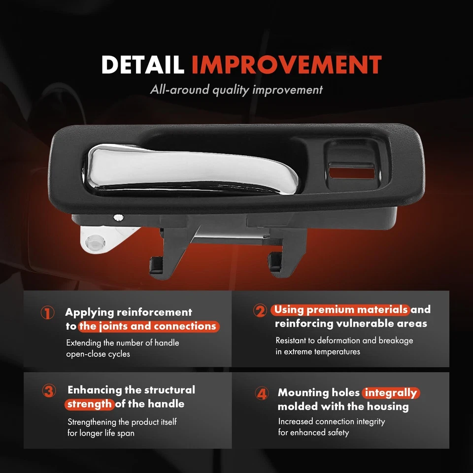 Manija de puerta interior cromada + negra del conductor delantero para Honda Accord 1990 1991-1993 Foto 3 de 4