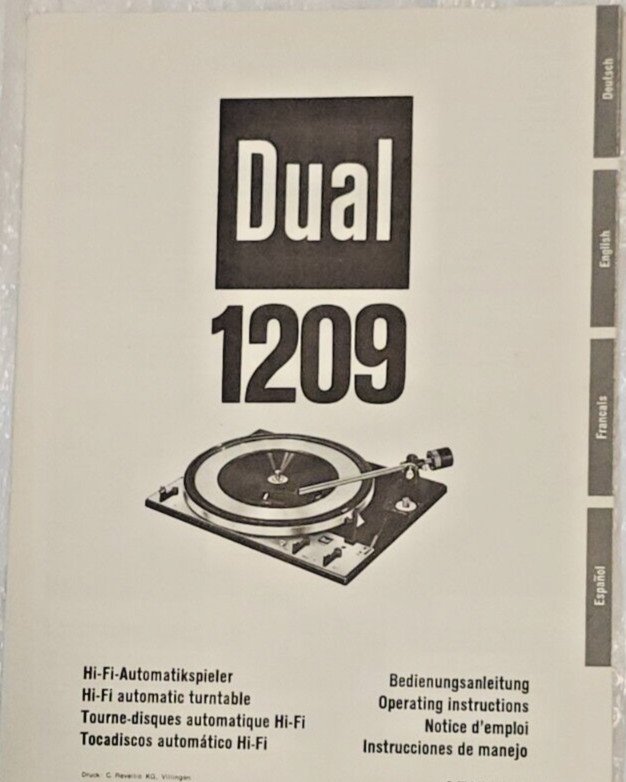 Dual 1209 Operating Instruction Manual in English French German and Spanish