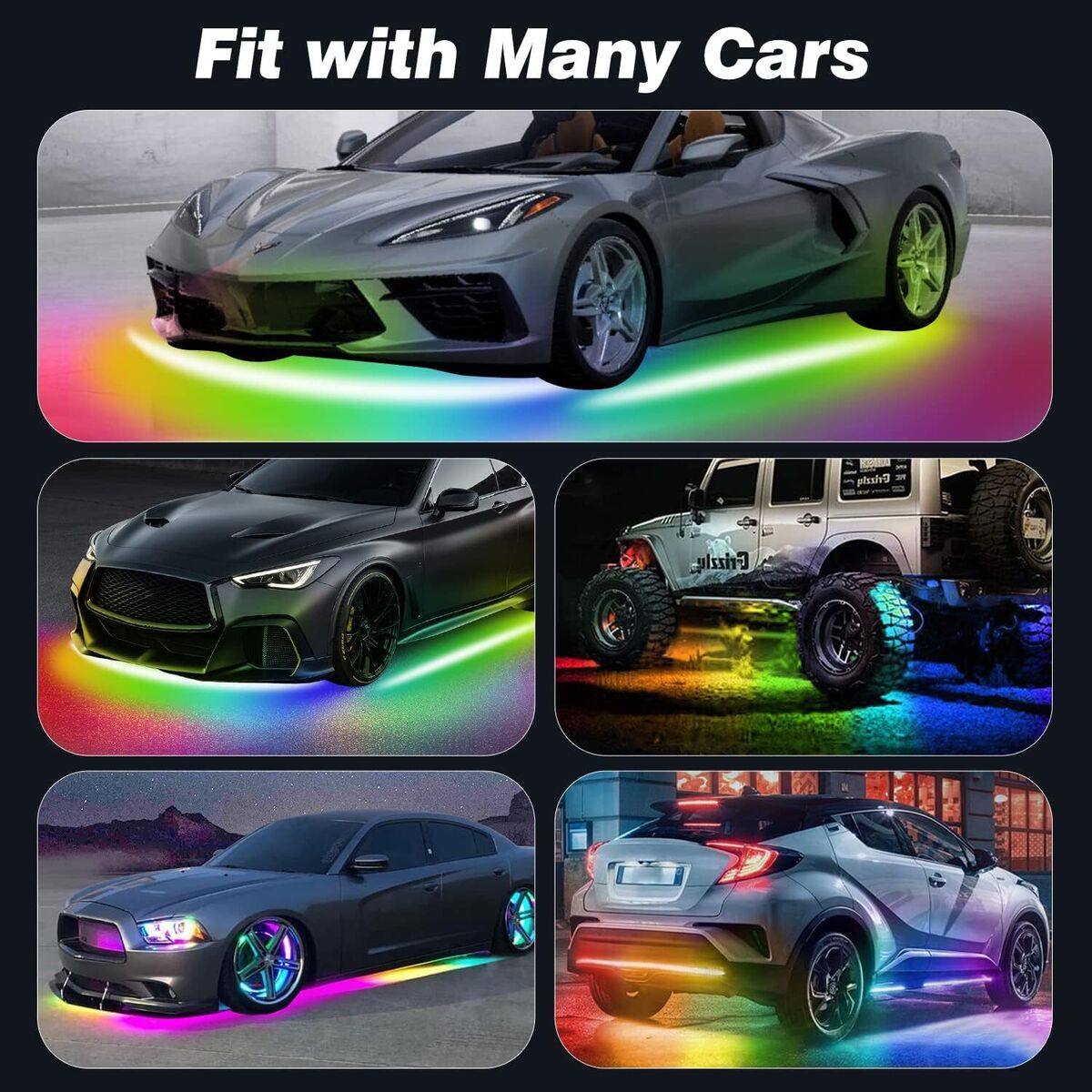 6X RGB Underglow LED Lights Kit For Kawasaki Ninja ZX636 6X RGB Underglow LED Lights Kit For Kawasaki Ninja ZX636