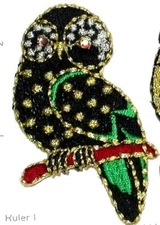 IRON ON PATCH APPLIQUE - OWL GEM EYE 2 1/2" tall x 1 5/8" wide