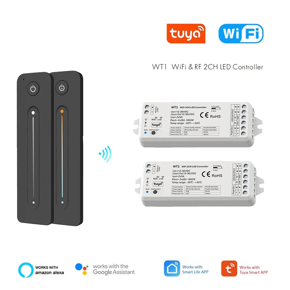 TUYA Smart Life WiFi Led Dimmer Controller Remote Single Color CCT Strip F Alexa