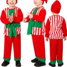 Child Birthday Fancy Dress-Up Role-Play Striped Top With Pants Hat Set 3Pcs