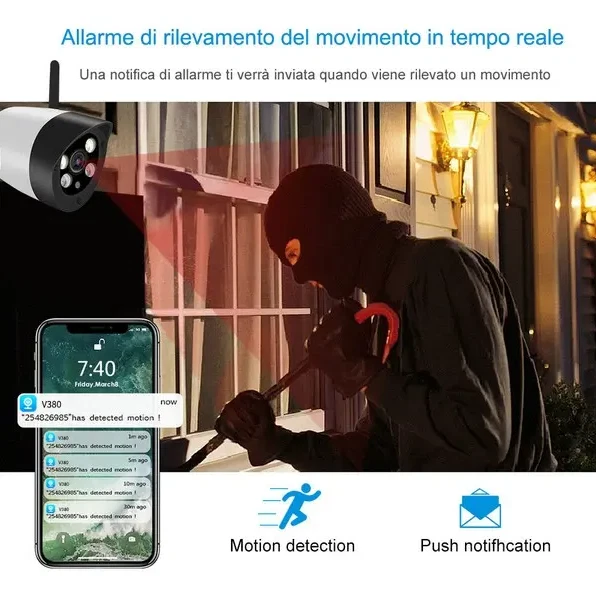 Telecamera iP WiFi da ESTERNO 5 MPX Ottica Sensore 2 MPX Day Night iP 66 Xmeye - Immagine 4 di 4