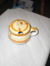 Garnek musztardowy porcelana wtryskowa pokrywa luzem ok. 1930 wielokolorowy Rödl + Metzel