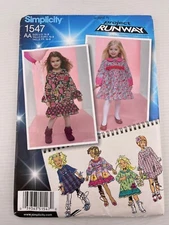 1547 AA SIMPLICITY Sewing Pattern Toddlers PROJECT RUNWAY Dresses Sz 1/2-3
