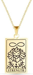 Authentic Tarot Card Strength Charm Pendant 18" Necklace in 925 Sterling Silver