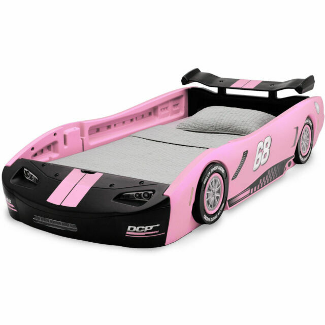 pink race car bed