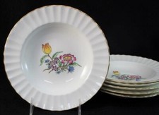 Royal Worcester INDIAN SPRAYS 6 Rim Soup Bowls Bone China GREAT CONDITION