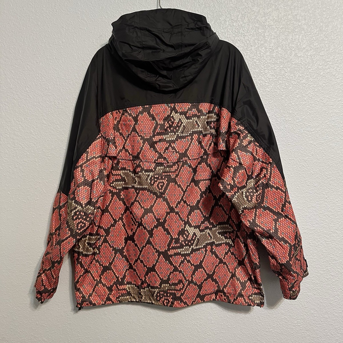 IceCream Rattler Snakeskin Print Coral Hooded Nylon Jacket Size 