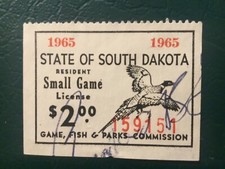 ICOLLECTZONE US South Dakota 1965 Resident Small Game Revenue Stamp VF used