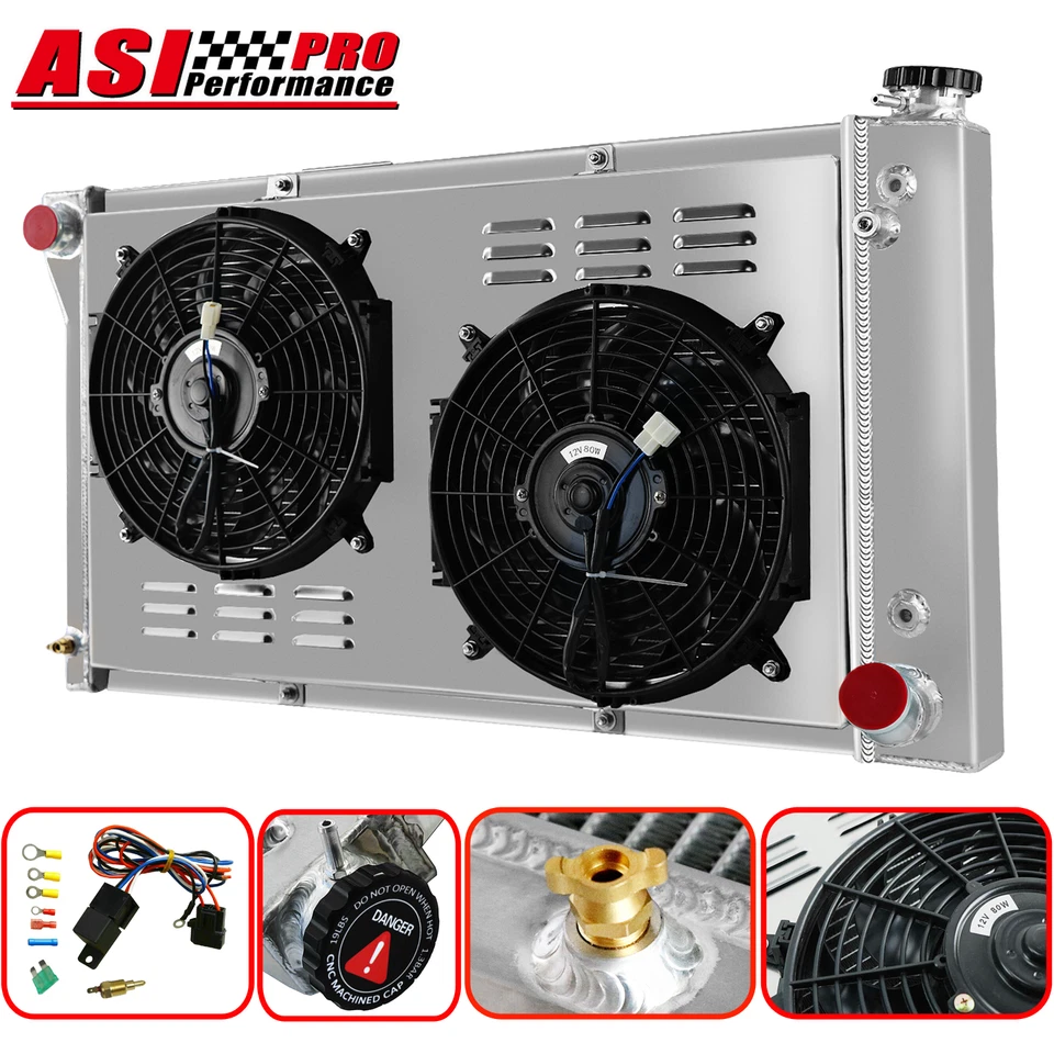 For 1967-1972,70 CHEVY C/K C10 C20 C30 Truck 3 Row Aluminum Radiator+Shroud Fan Foto 2 de 4