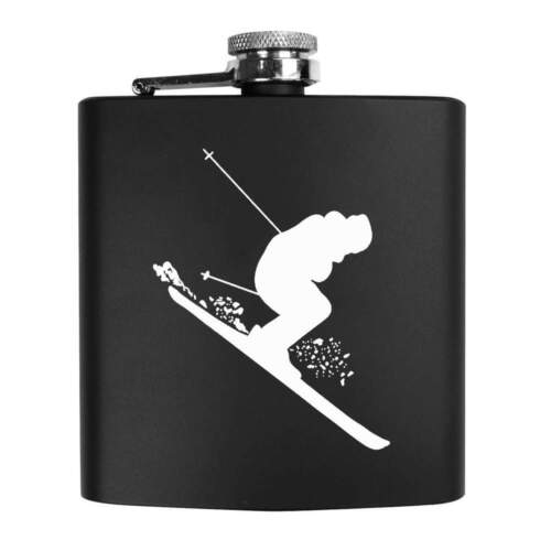 6oz (170ml) 'Skiing Person' Pocket Hip Flask (HP00007743) - Picture 1 of 2