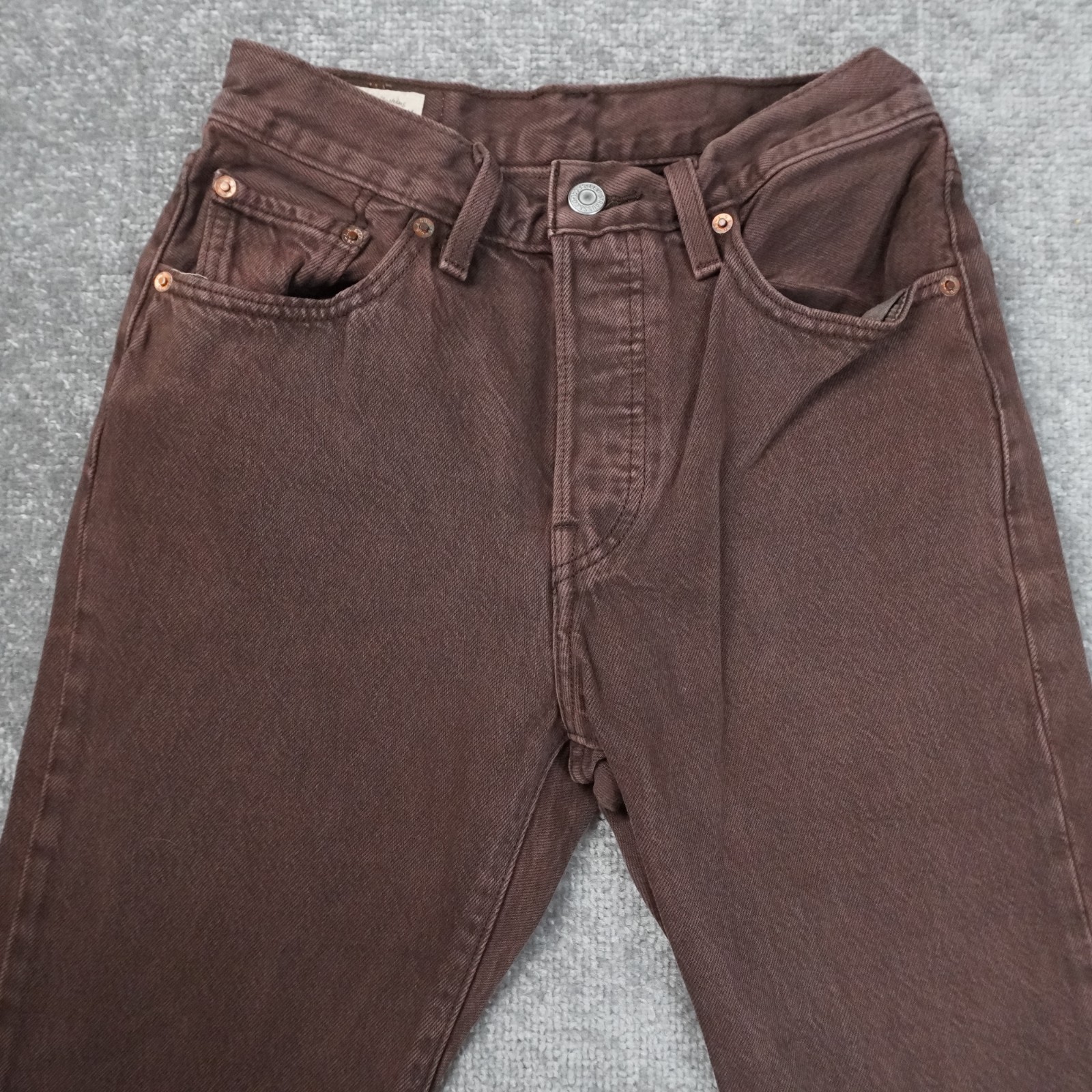 Levi's 501 Straight Leg Cropped Womens 24x27 Brown Dark Wash Denim Jeans thumbnail 9