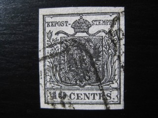 LOMBARDY VENETIA AUSTRIA Sc. #3 scarce VF used stamp w/ better cancel! (3)