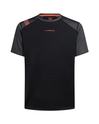 - La Sportiva Sunfire Men's Short Sleeve Jersey, Black/Cherry Tomato