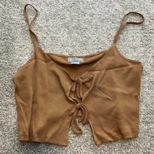 Tilly's Brown Ribbed Camisole with Tie-Front size xxl