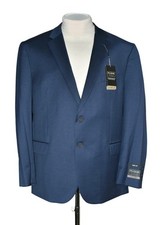 New Jos A Bank Sport Coat Blue Tone to Tone Windowpane Sport Men's Slim Fit 50-R