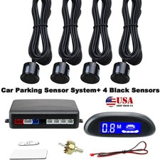 Car 4 Parking Black Sensors LED Backup Reverse Rear Radar System Alert Alarm Kit