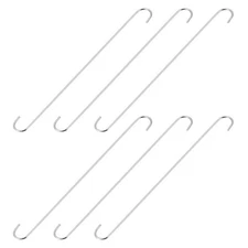 S Shape Hanging Hooks 20" Extra Long Steel Hanger Multiple Use Silver Tone 6Pcs