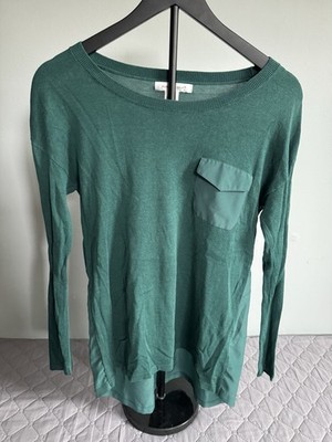 August Silk Women s Green Long Sleeve Knit Pullover Lightweight Top Size S