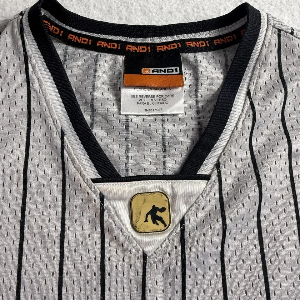 VINTAGE And 1 And1 Basketball Jersey XL Black Pinstripe 90s Y2K Streetball - Image 4 of 4