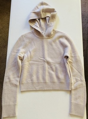 Club Monaco Ralph Lauren Beige Knit Cashmere Hoodie Cropped Jumper Sweater XS/TP