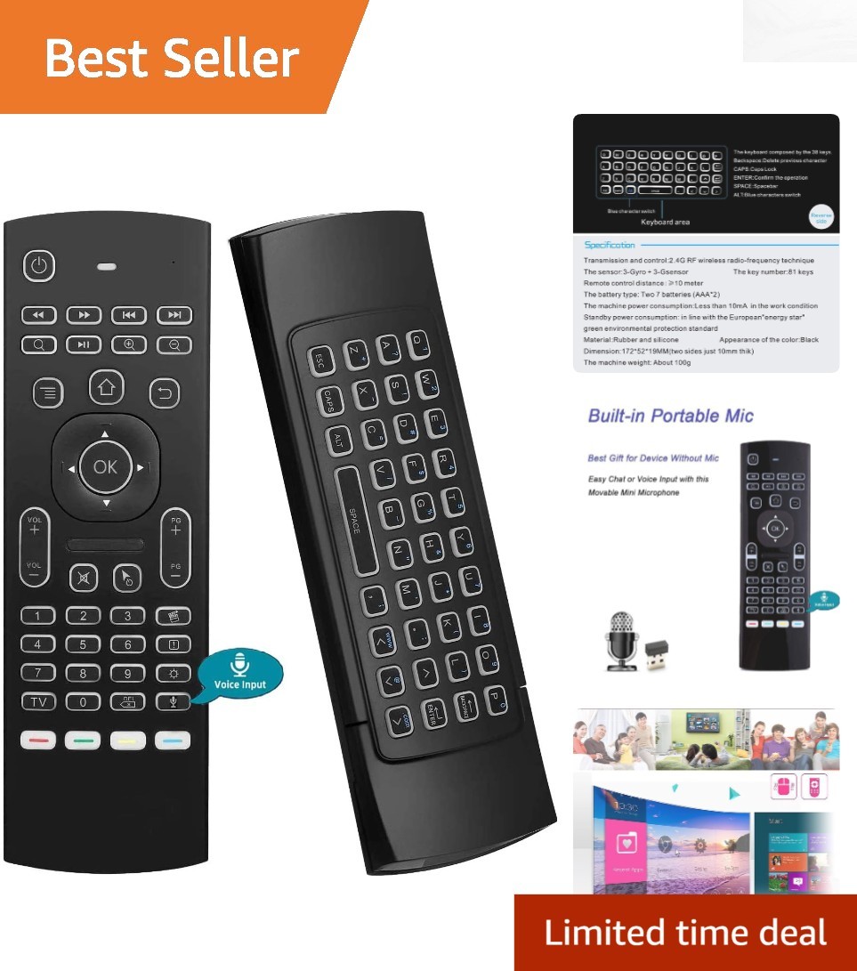 Rechargeable Backlit Air Mouse with Voice Control - Perfect for Smart Devices
