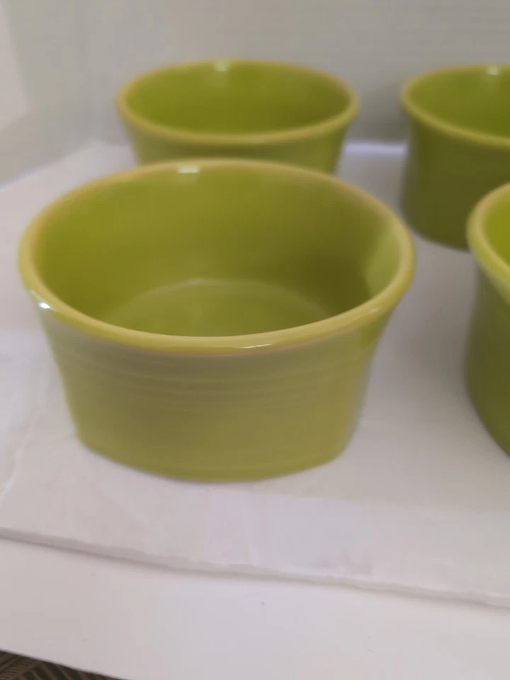 Set of 4 Fiestaware Square Bottom Round Top Soup/Cereal Bowls Yellow Green - Image 2 of 4