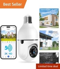 5G WiFi Light Bulb Security Camera - 2K HD with Color Night Vision Two-Way ...