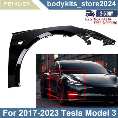 Black Front Right Side Fender For 2017-2023 Tesla Model 3 1081400E0D TA1241100