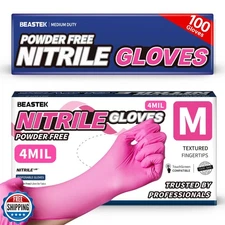 Beastek Nitrile Exam Gloves, 4 Mil 100 Pcs Powder-Free Latex-Free Medical Coo