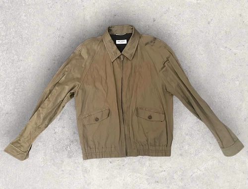 SAINT LAURENT (YSL) Giacca Saint Laurent in raso stropicciato US uomo L EU 50 nuova senza etichette vendita al dettaglio $2.490