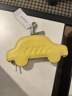 NWT COACH YELLOW LEATHER TAXI ZIP COIN CASE BAG CHARM | eBay