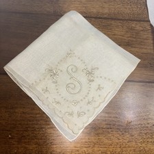 Vintage Hand Embroidered Florals ,S Hankie Handkerchief ,Wedding