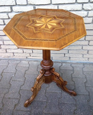 stupendo tavolino tardo Biedermeier ~ 1850/60 impiallacciato e piano intarsiato